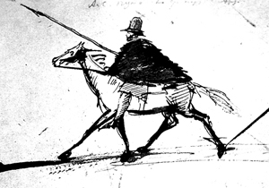 Autoportrait de Pouchkine sur un cheval