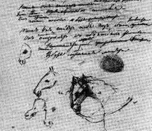 Sketch of horses by Pushkin